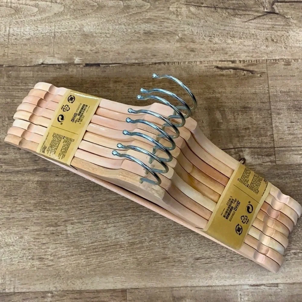 8 pc IKEA Natural Wood Hangers with  discounted catalog (last issue ever made!)